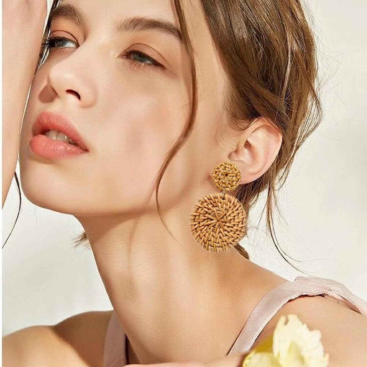 16 Pairs Boho Statement Earrings for Women- Summer Beach Acrylic Rattan Earrings