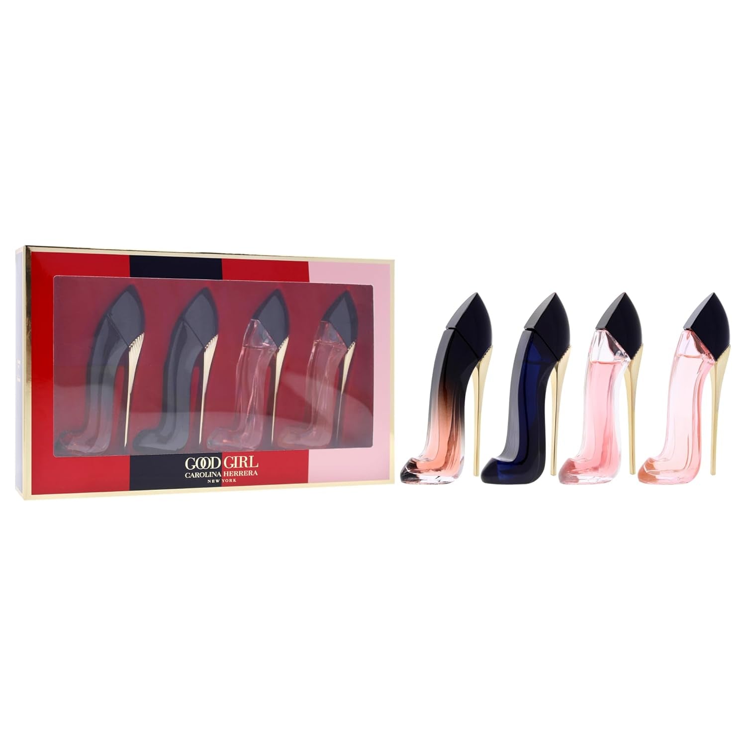 Good Girl Perfume for Women Mini Gift Set Splashes EDP 0.24 Ounce | Includes Good Girl, Very Good Girl, Good Girl Blush & Good Girl Very Elixir, Designer Sampler, Travel Size
