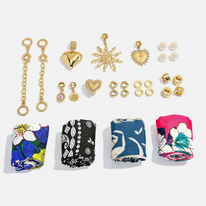 Scarf Necklace Making Kit, DIY Bandana Scarf Necklace with Gold Heart Sun Charms,Boho Summer Statement Necklaces Making Supplies,Adjustable Custom Necklaces Set DIY Jewelry Making Kit Gifts