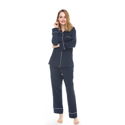 100% Cotton Soft Comfy Long Sleeve Drawstring Pajamas Set Women Pijamas Sleepwear 2 PCS Pyjamas Sets