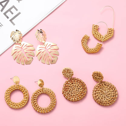 16 Pairs Boho Statement Earrings for Women- Summer Beach Acrylic Rattan Earrings