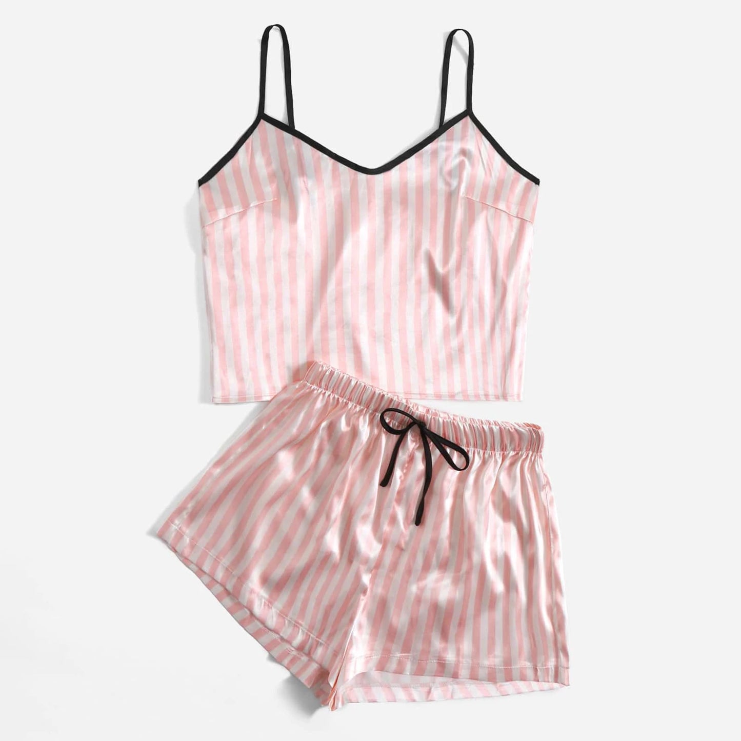 Women'S Sexy Summer Pajama Sets Cartoon Pattern Pajamas Strap Sleeveless Satin Set Sleepwear Female Pijamas Nightwear Home Suit