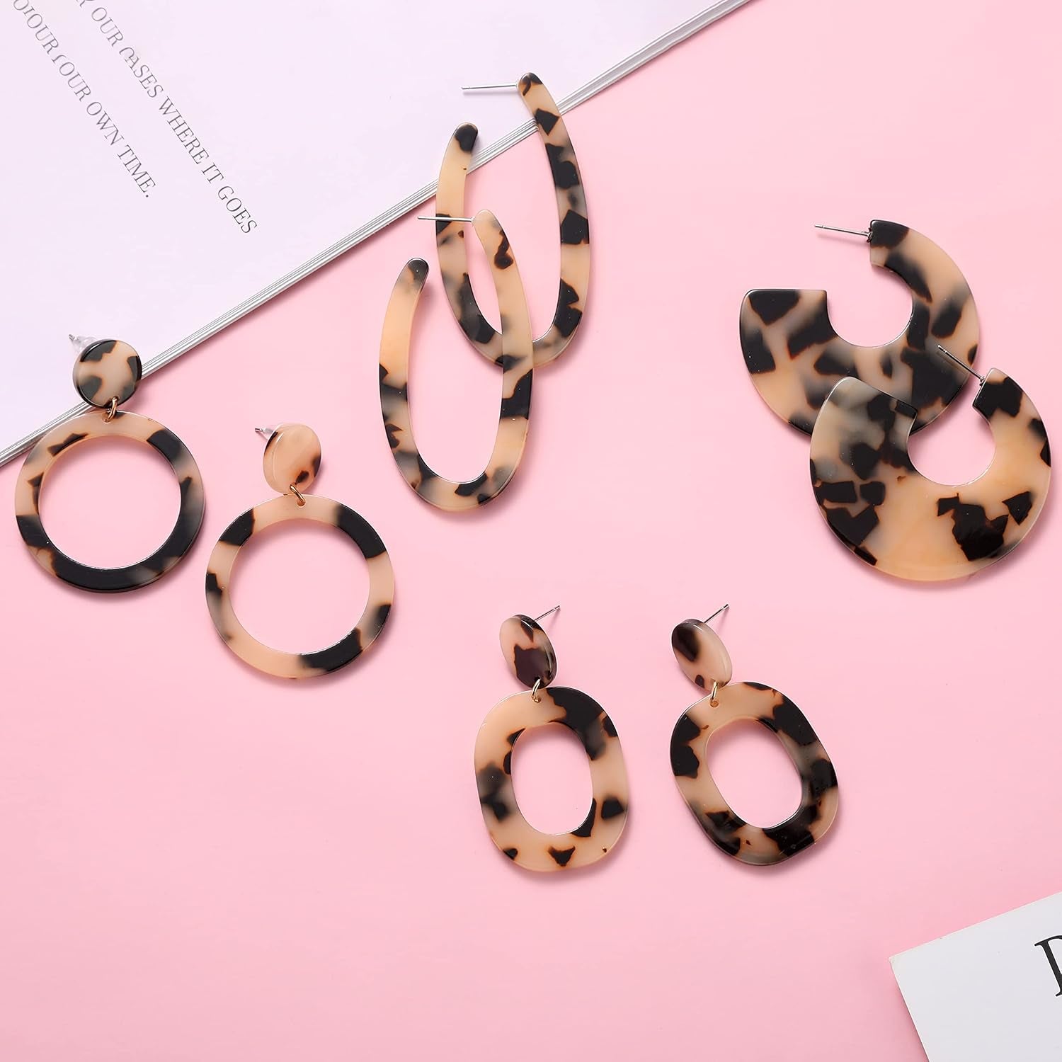 16 Pairs Boho Statement Earrings for Women- Summer Beach Acrylic Rattan Earrings