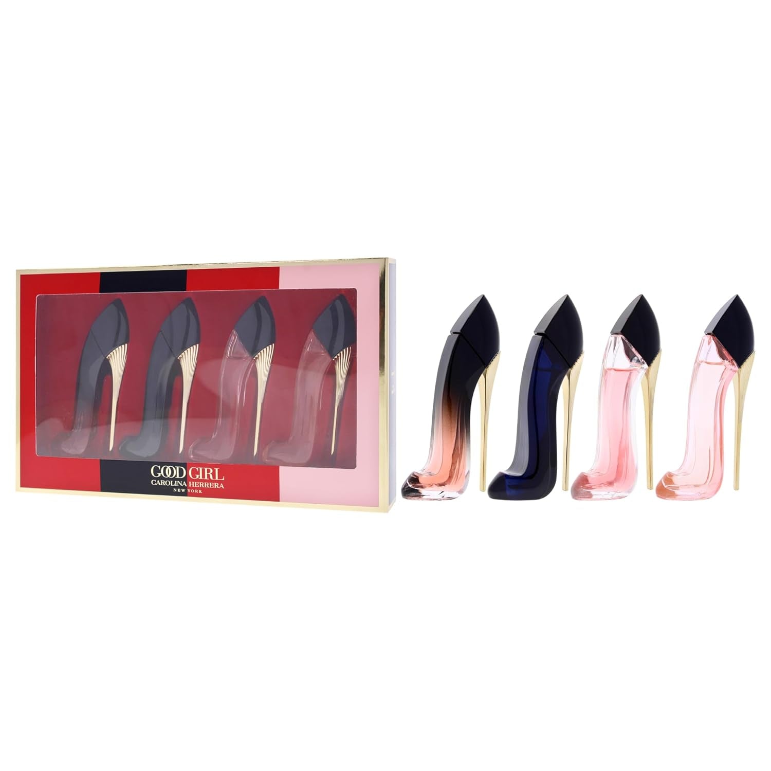 Good Girl Perfume for Women Mini Gift Set Splashes EDP 0.24 Ounce | Includes Good Girl, Very Good Girl, Good Girl Blush & Good Girl Very Elixir, Designer Sampler, Travel Size
