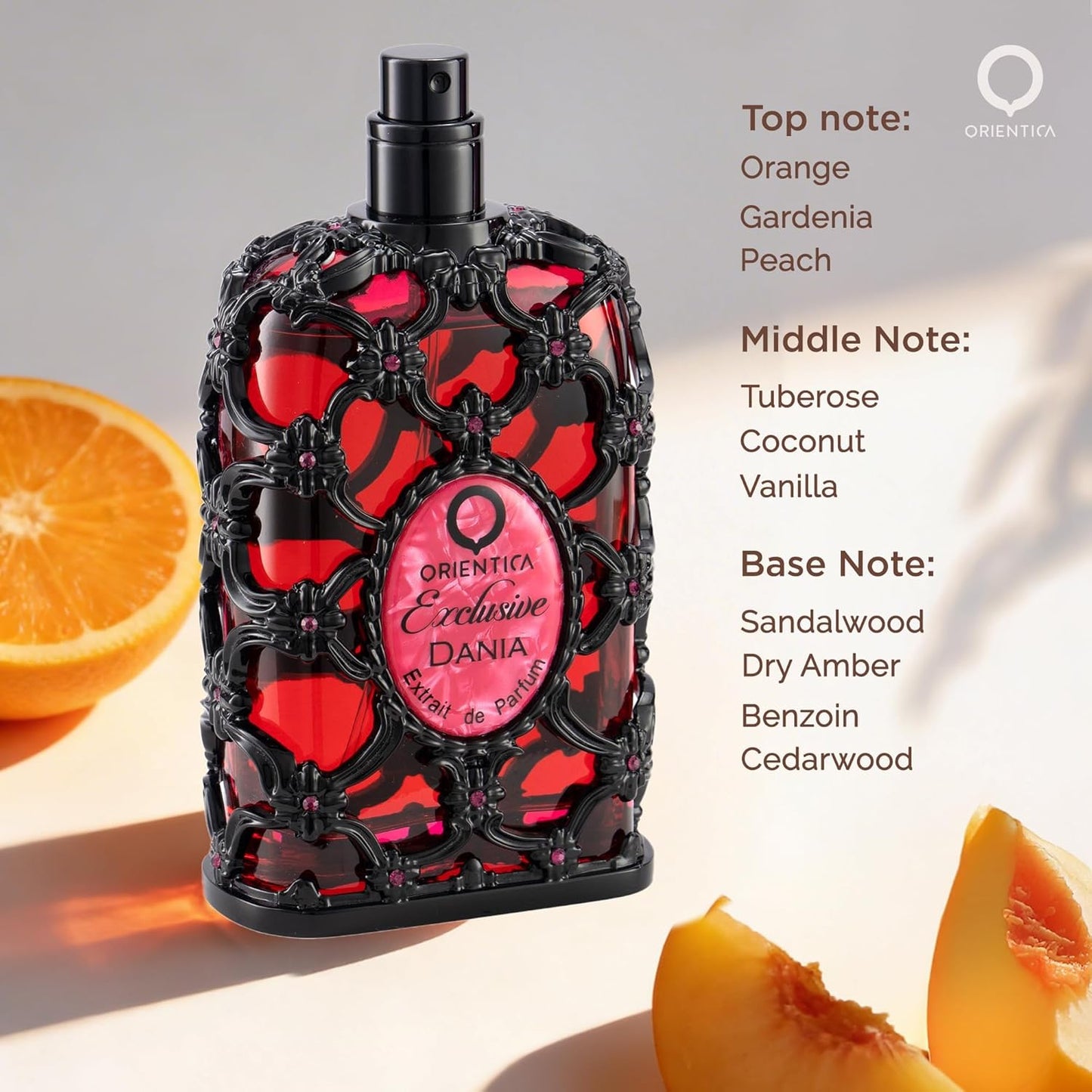 Exclusive Dania Extrait De Parfum 2.7Oz/80Ml – Womens Cologne with Orange Peach Coconut Gardenia Tuberose Vanilla Perfume – Fruity Floral Arabic Perfume for Women - Perfumes Arabes De Mujer